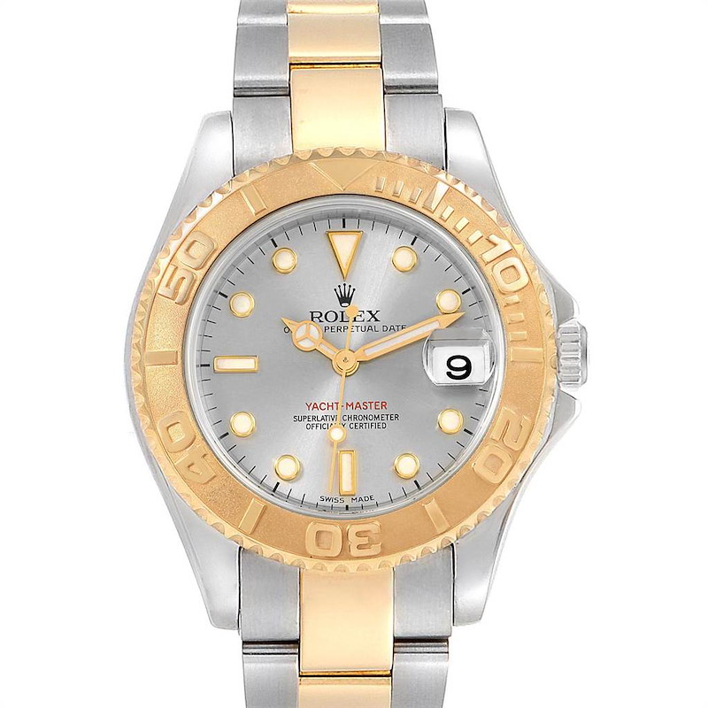 Rolex Yachtmaster 35 Midsize Steel Yellow Gold Slate Dial Watch 168623 SwissWatchExpo