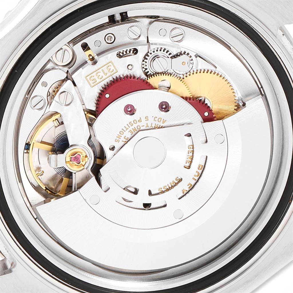 The image shows the intricate internal movement of a Rolex Yacht-Master 116622 Men's Stainless Steel Grey Dial 116622 Men's Stainless Steel Grey Dial watch from a rear angle.