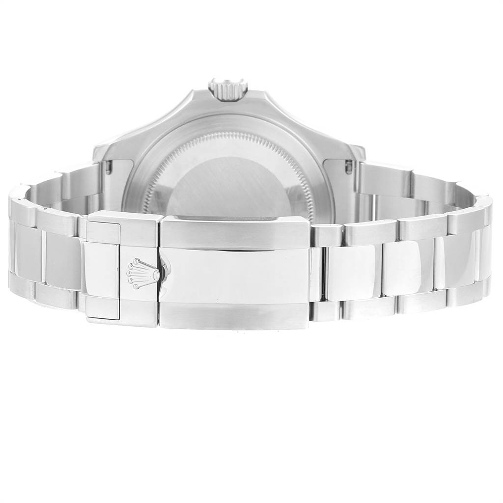The image shows the back side of a Rolex Yacht-Master 116622 Men's Stainless Steel Grey Dial 116622 Men's Stainless Steel Grey Dial watch, focusing on the bracelet and clasp.
