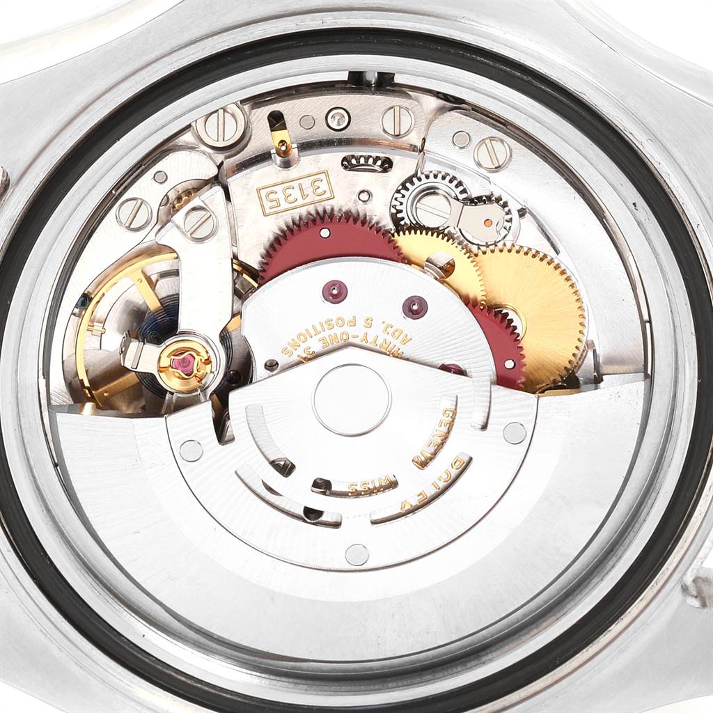 This image shows the internal mechanics and movement components of the Rolex Yacht-Master 116622 Men's Stainless Steel Blue Dial 116622 Men's Stainless Steel Blue Dial watch from a back angle.