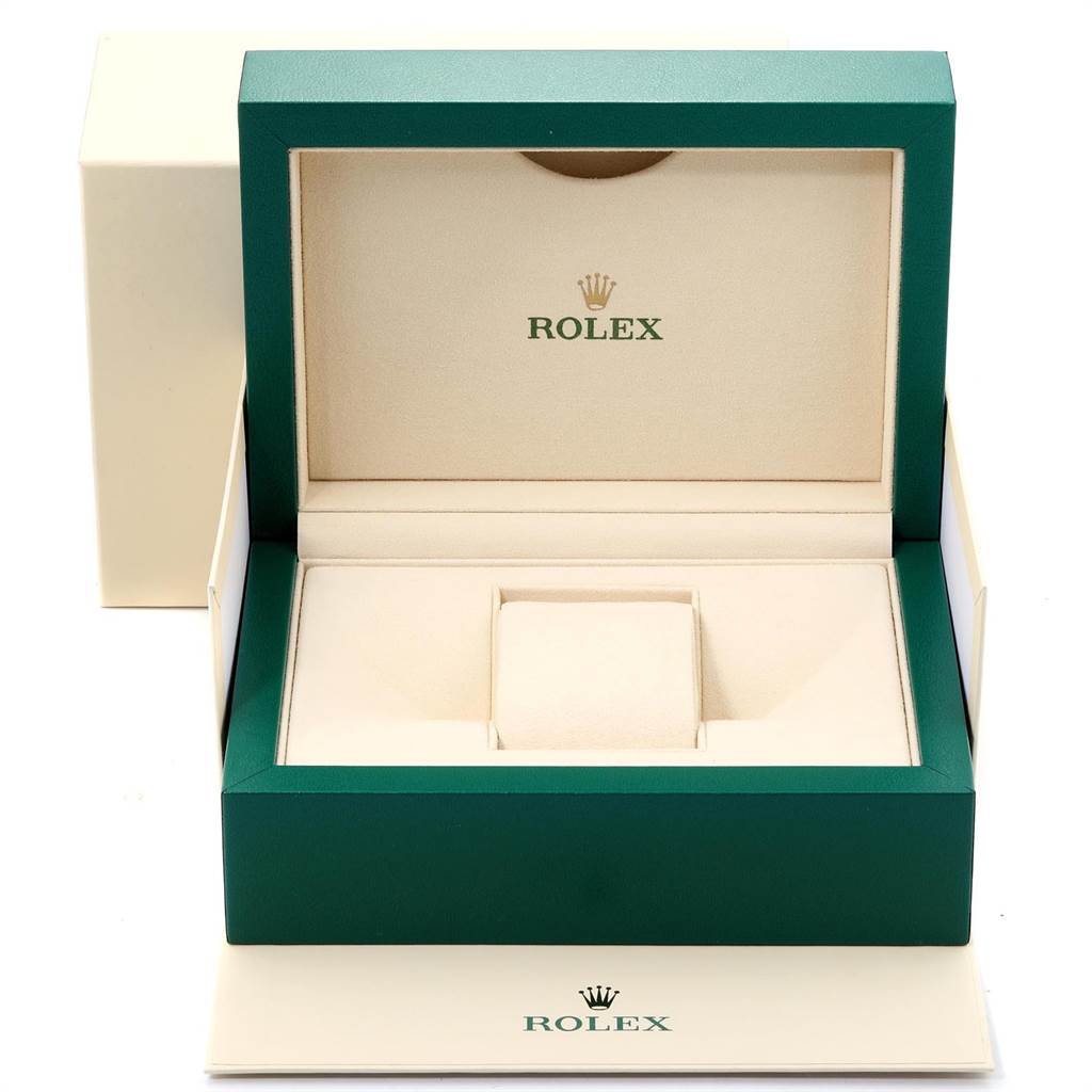 The image shows an open Rolex Yacht-Master 116622 Men's Stainless Steel Blue Dial 116622 Men's Stainless Steel Blue Dial watch box, viewed from the front, with the interior padding and logo visible.