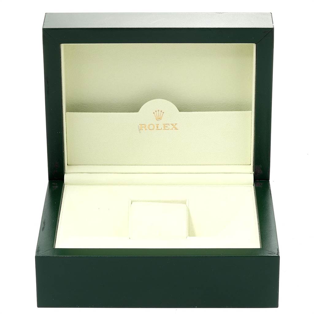 This is an open Rolex watch box, suitable for the Yacht-Master model, viewed from the front.
