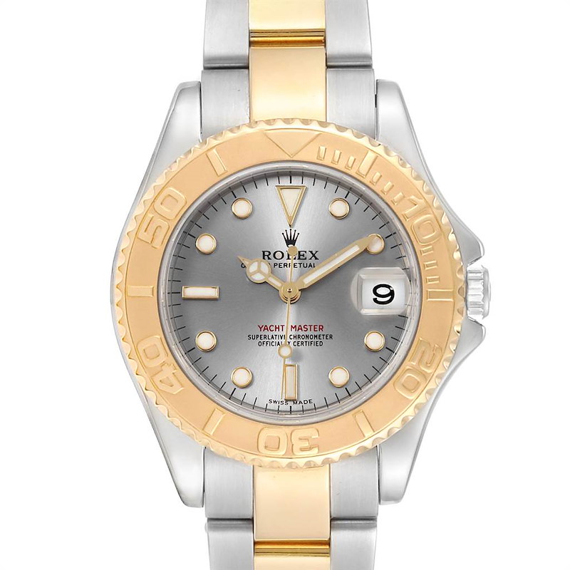 Rolex Yachtmaster 35 Midsize Steel Yellow Gold Slate Dial Watch 168623 SwissWatchExpo