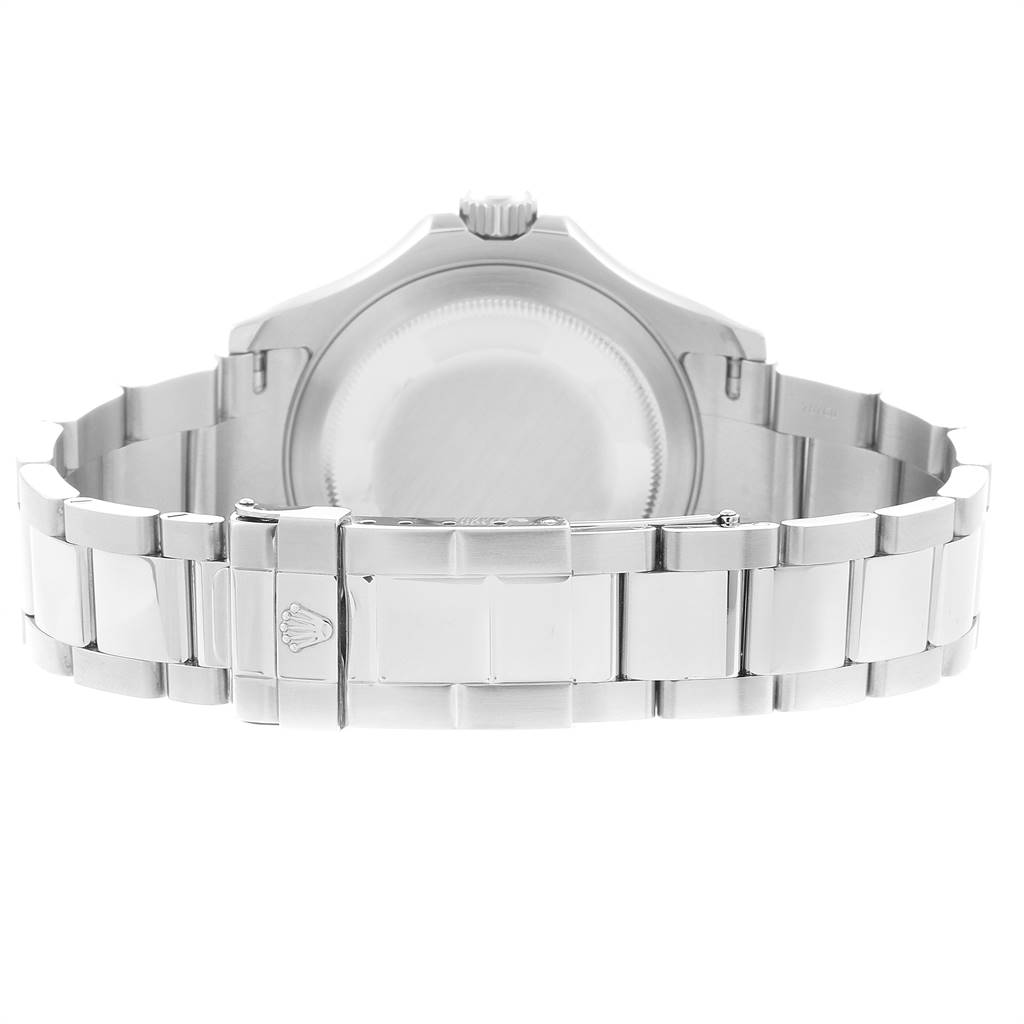 The image shows the back case and bracelet of a Rolex Yacht-Master 16622 Men's Stainless Steel Silver Dial 16622 Men's Stainless Steel Silver Dial watch from a rear angle.