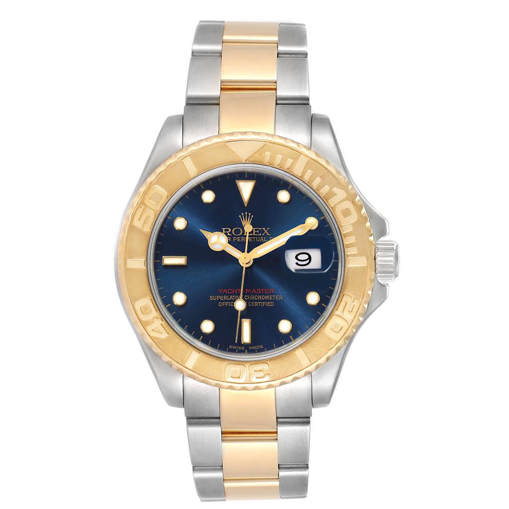 Rolex Yachtmaster 40mm Steel Yellow Gold Blue Dial Mens Watch 16623 ...