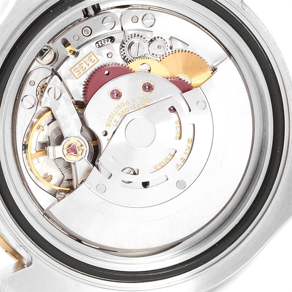 Close-up view of the movement and internal mechanisms of a Rolex Yacht-Master 16623 Men's Stainless Steel Mother of Pearl Dial 16623 Men's Stainless Steel Mother of Pearl Dial watch.
