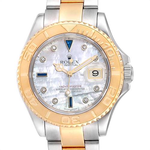Photo of Rolex Yachtmaster Steel Yellow Gold Diamond Sapphire Serti Watch 16623