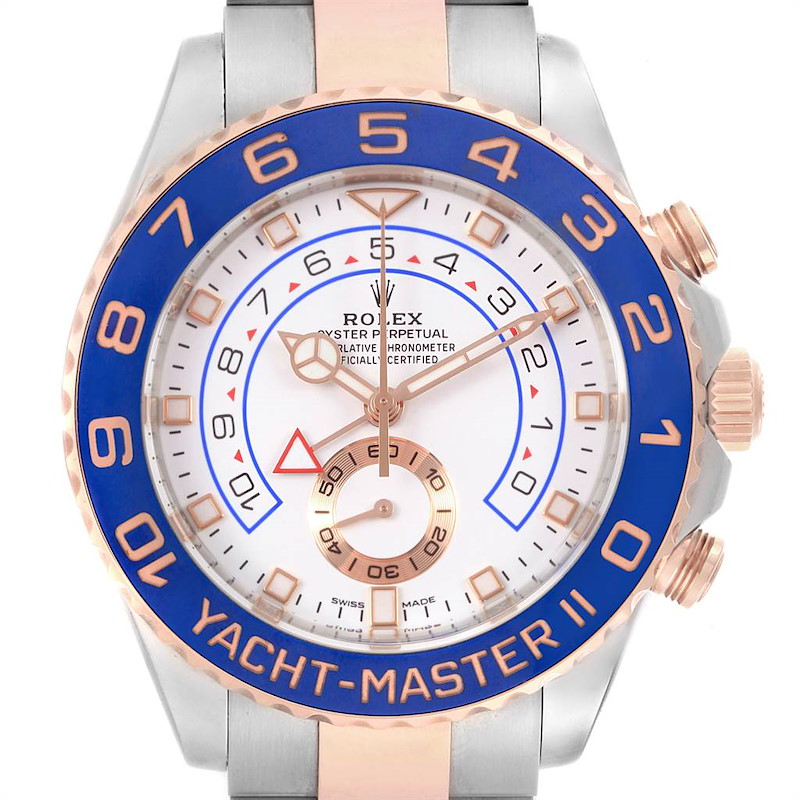 Rolex Yachtmaster II Steel EveRose Gold Mercedes Hands Mens Watch 116681 SwissWatchExpo