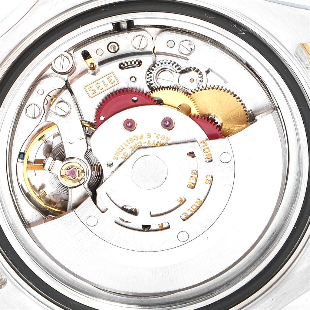 Top-down view of the Yacht-Master Rolex watch's internal mechanism, showing gears and components.