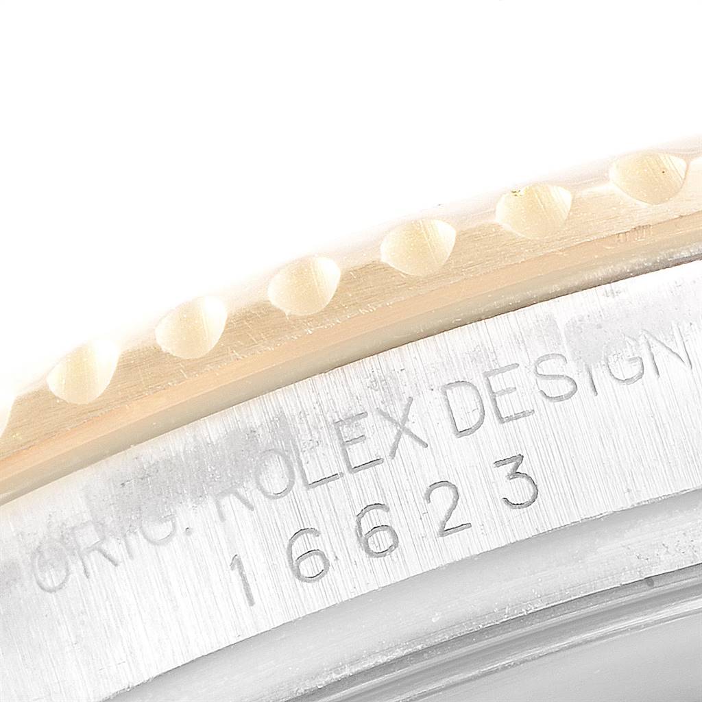 The image shows a close-up of the bezel and case side of a Rolex Yacht-Master 16623 Men's Stainless Steel Champagne Dial 16623 Men's Stainless Steel Champagne Dial watch, displaying the model number 16623.