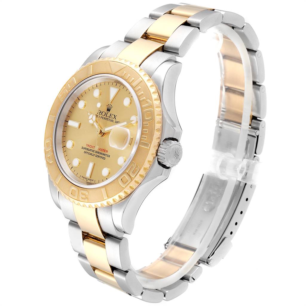 The image shows a Rolex Yacht-Master 16623 Men's Stainless Steel Champagne Dial 16623 Men's Stainless Steel Champagne Dial watch at a slight angle, highlighting the bezel, dial, crown, and bracelet.