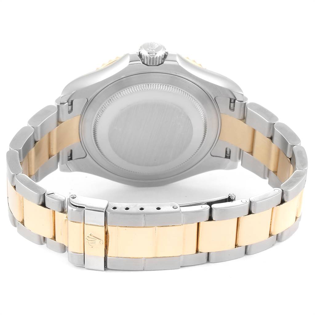 The image shows the back of a Rolex Yacht-Master 16623 Men
s Stainless Steel White Dial 16623 Men
s Stainless Steel White Dial watch, highlighting the bracelet and clasp.