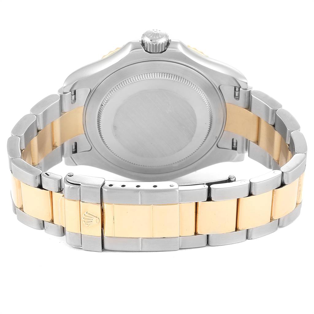 The image shows the back case and bracelet of a Rolex Yacht-Master 16623 Men
s Stainless Steel White Dial 16623 Men
s Stainless Steel White Dial watch from a rear angle.