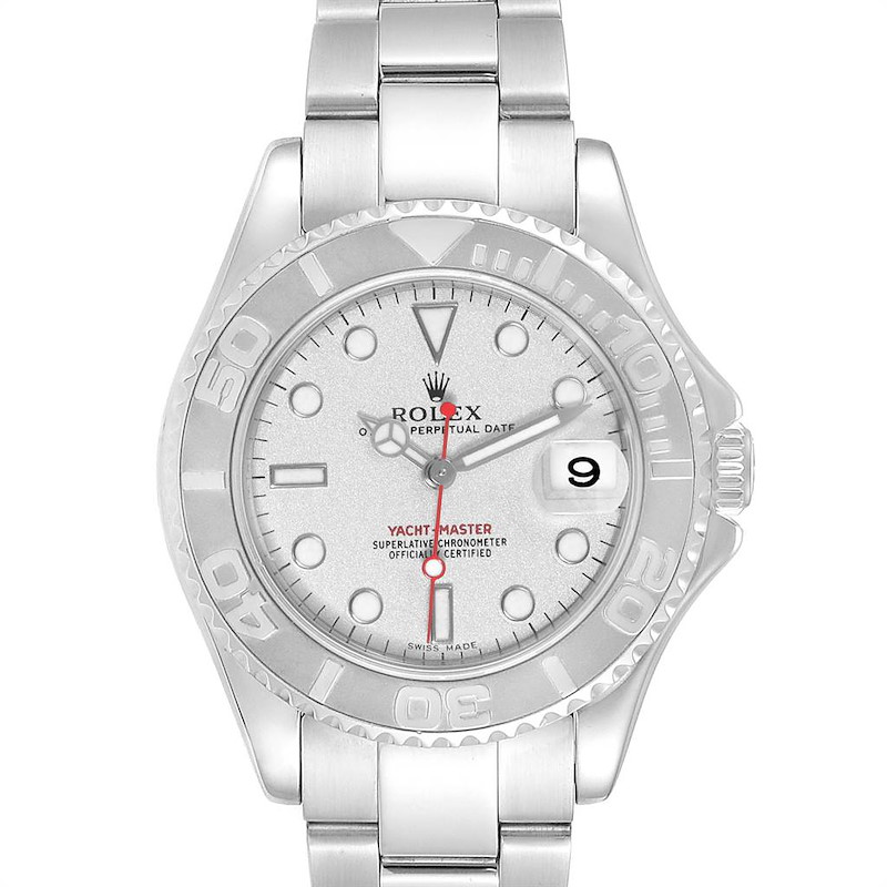 Rolex Yachtmaster 35 Midsize Steel Platinum Unisex Watch 168622 SwissWatchExpo