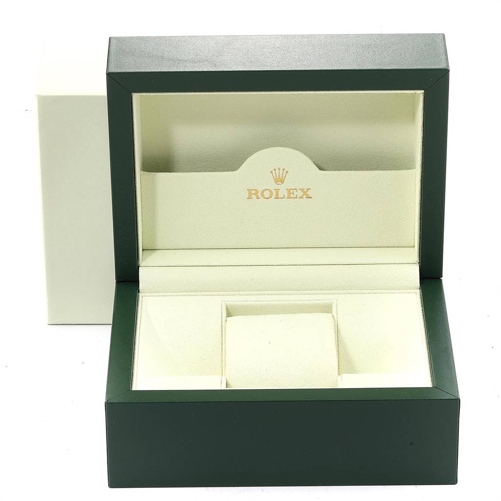 The image shows an open display box for a Rolex Yacht-Master 168623 Men's Steel and Gold (two tone) White Dial 168623 Men's Steel and Gold (two tone) White Dial watch, featuring Rolex branding inside.