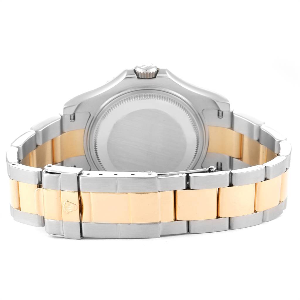 The image shows the back case and bracelet of the Rolex Yacht-Master 168623 Men's Steel and Gold (two tone) White Dial 168623 Men's Steel and Gold (two tone) White Dial watch in a mixed metal finish.