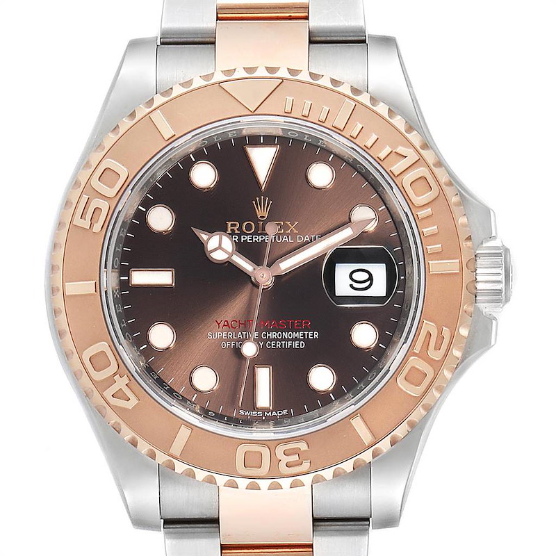 Rolex Yachtmaster 40 Everose Gold Steel Chocolate Dial Watch 116621 Box Card SwissWatchExpo