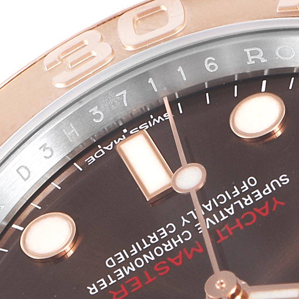 The close-up image shows the dial and part of the bezel of the Rolex Yacht-Master 116621 Men's Stainless Steel Brown Dial 116621 Men's Stainless Steel Brown Dial watch, highlighting hour markers and text.