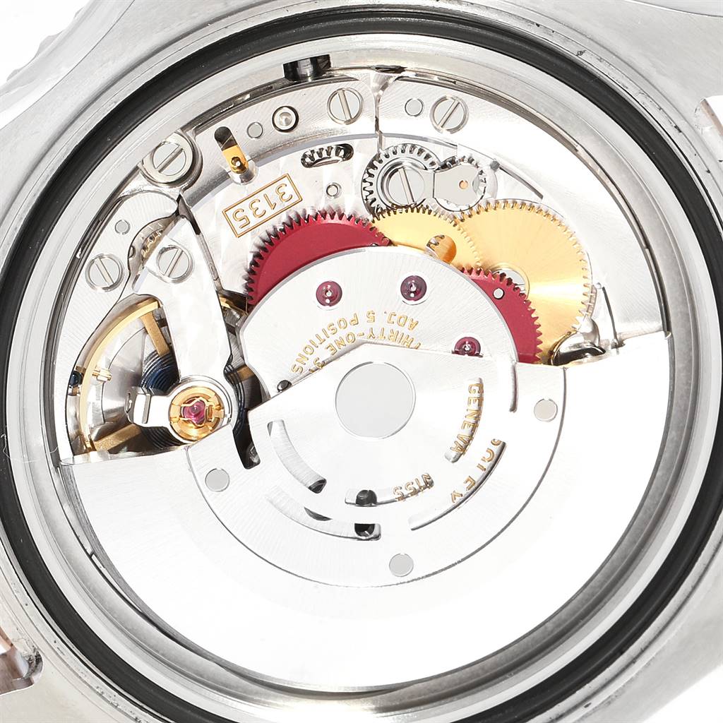 The image shows the movement and inner mechanisms from the back of a Rolex Yacht-Master 116621 Men's Stainless Steel Brown Dial 116621 Men's Stainless Steel Brown Dial watch at a close-up angle.
