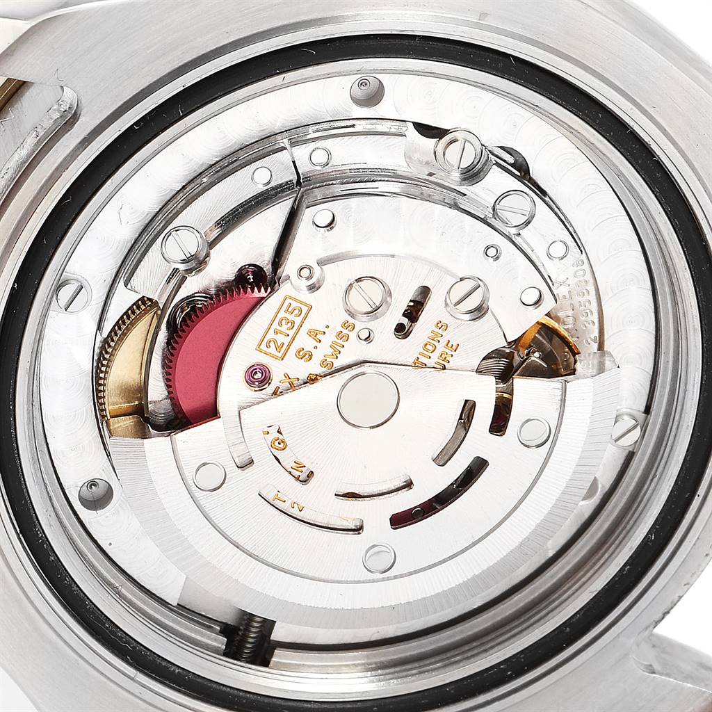 The image shows the internal movement mechanism of the Rolex Yacht-Master 68623 Men's Steel and Gold (two tone) White Dial 68623 Men's Steel and Gold (two tone) White Dial watch from a close-up angle.