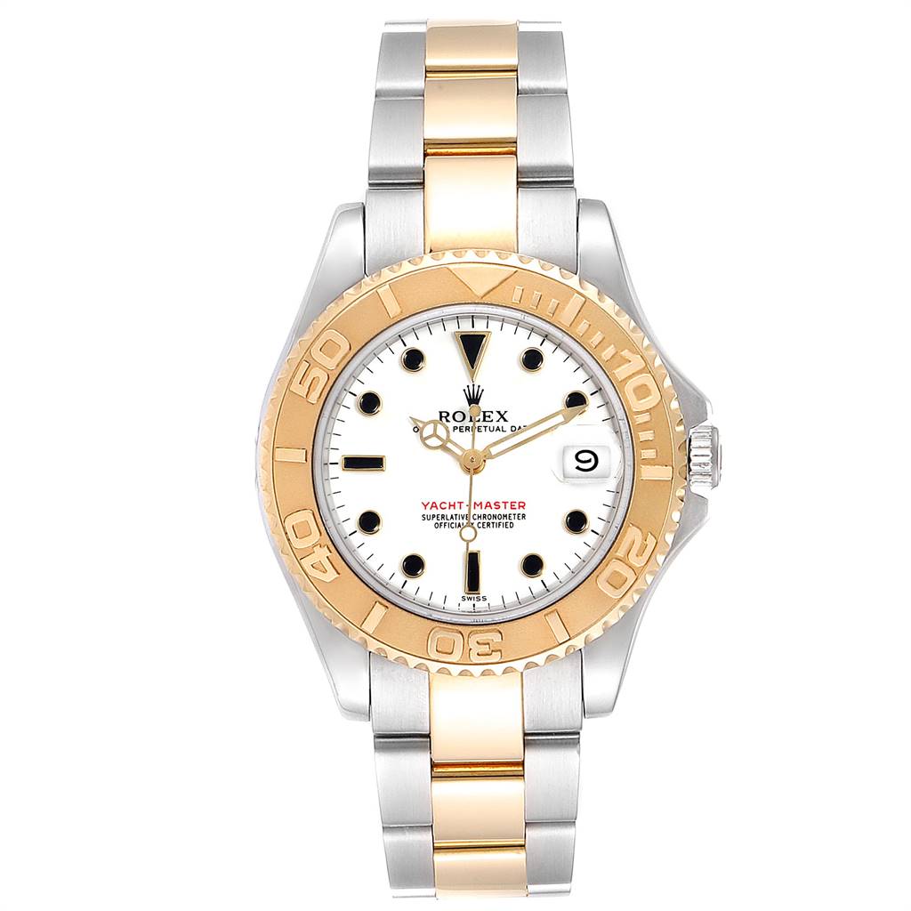 Rolex Yachtmaster 35 Midsize White Dial Steel Yellow Gold Watch 68623 ...