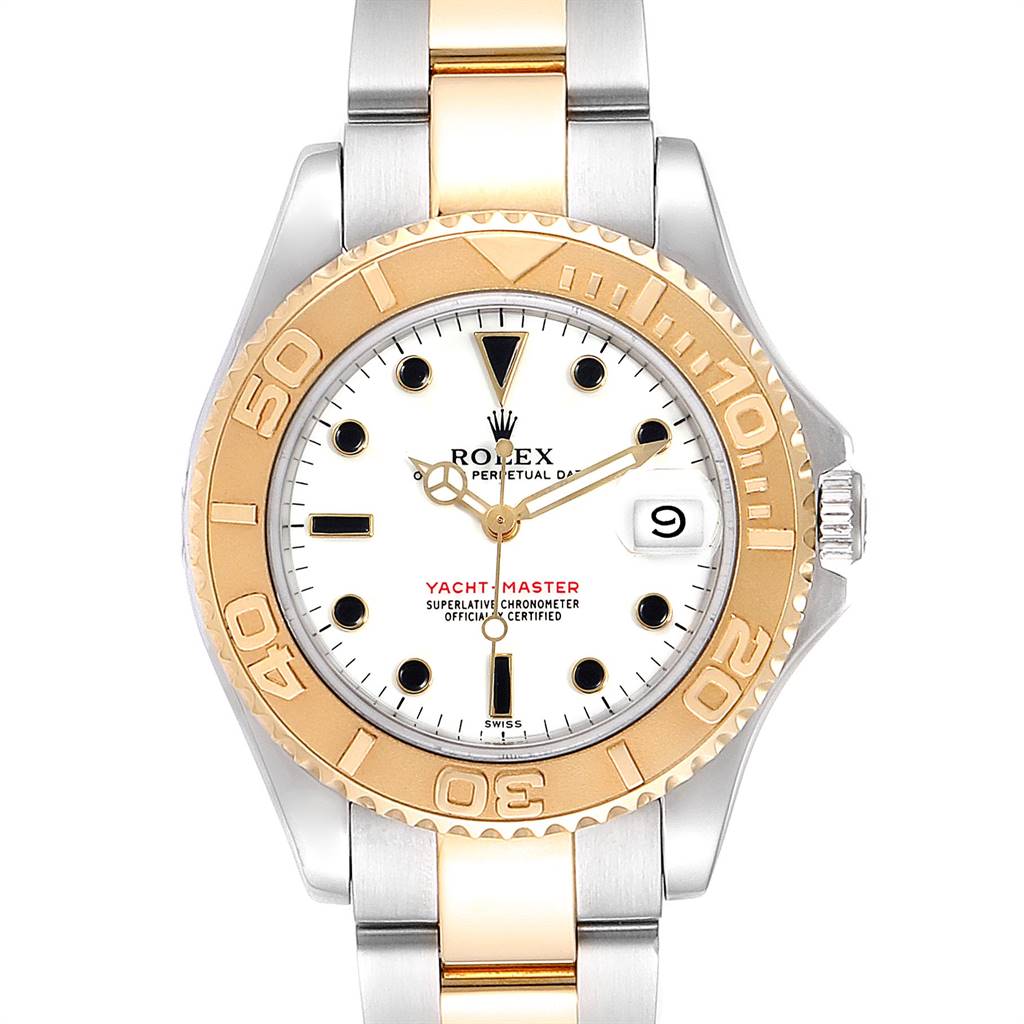 Rolex Yachtmaster 35 Midsize White Dial Steel Yellow Gold Watch 68623 ...