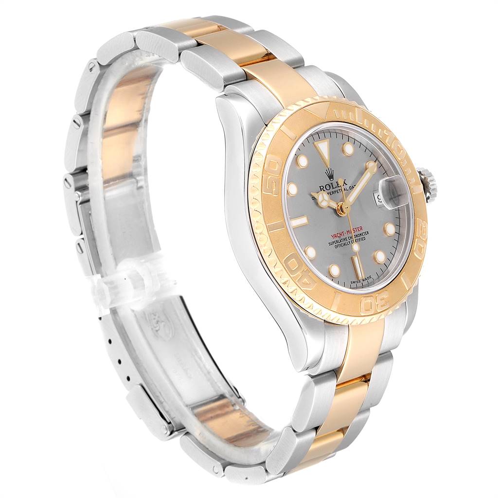 rolex yachtmaster 35 midsize steel yellow gold slate dial