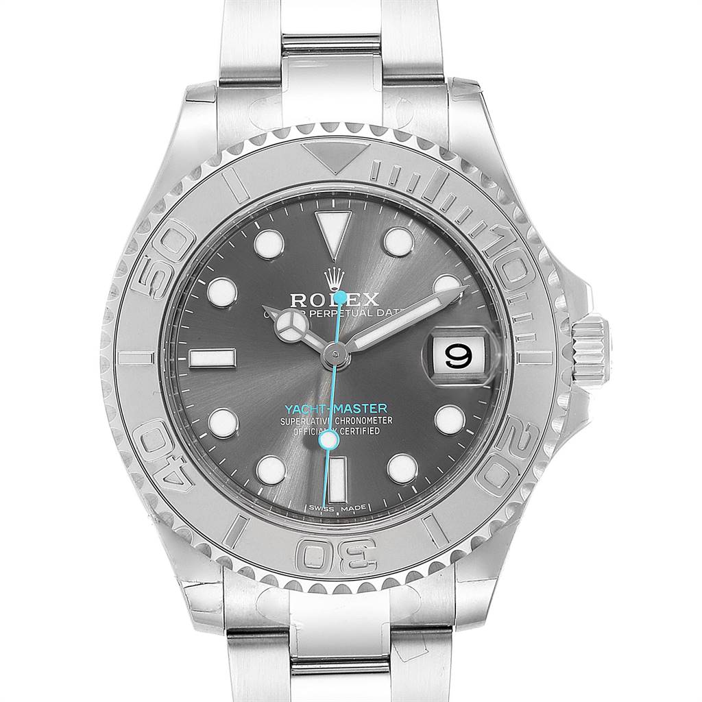 Rolex Yachtmaster 37 Midsize Steel Platinum Mens Watch 