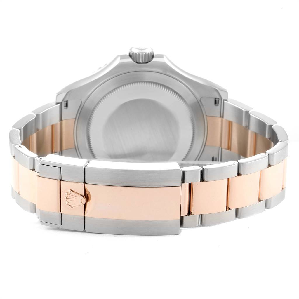 The image shows the back view and bracelet of a Rolex Yacht-Master 116621 Men's Stainless Steel Brown Dial 116621 Men's Stainless Steel Brown Dial watch with a two-tone metal band.