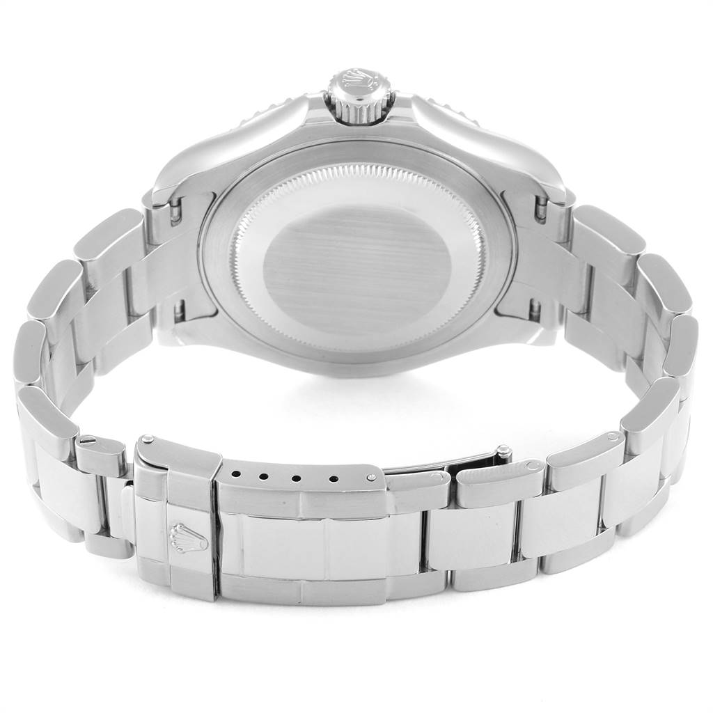 This image shows the back and bracelet of the Rolex Yacht-Master 16622 Men
s Stainless Steel Silver Dial 16622 Men
s Stainless Steel Silver Dial watch from a rear angle.