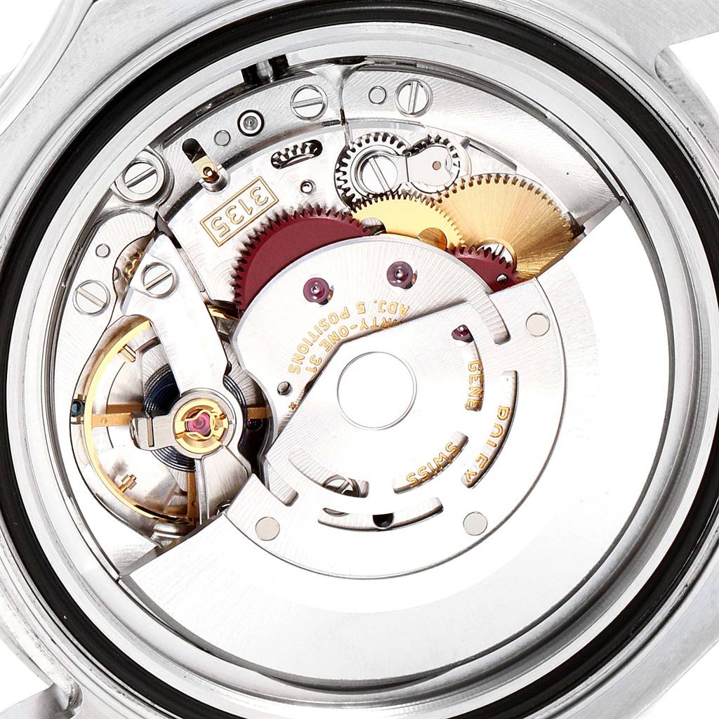 This is a close-up view of the movement mechanism inside a Rolex Yacht-Master 116622 Men
s Stainless Steel Blue Dial 116622 Men
s Stainless Steel Blue Dial watch.