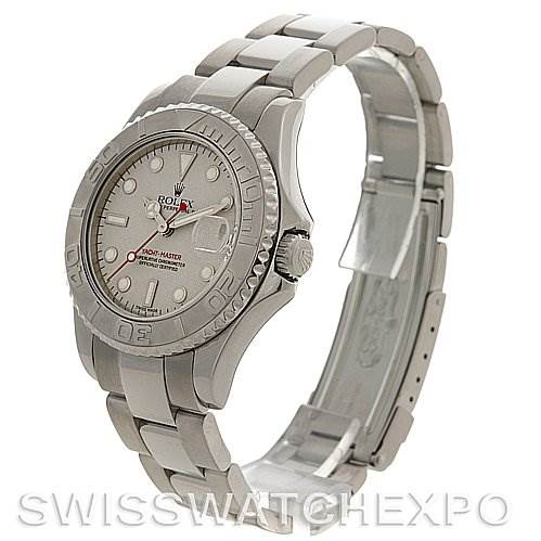 This image shows a Rolex Yacht-Master 168622 Stainless Steel Silver Dial 168622 Stainless Steel Silver Dial watch at a three-quarter angle, highlighting the dial, bezel, crown, and stainless steel bracelet.