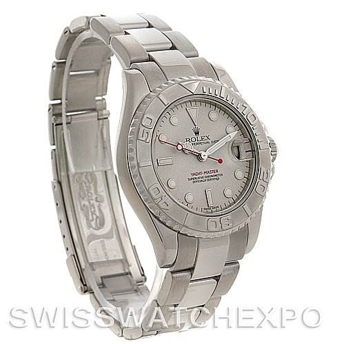 The image shows a Rolex Yacht-Master 168622 Stainless Steel Silver Dial 168622 Stainless Steel Silver Dial watch from an angled perspective, displaying the face, bezel, and part of the bracelet.