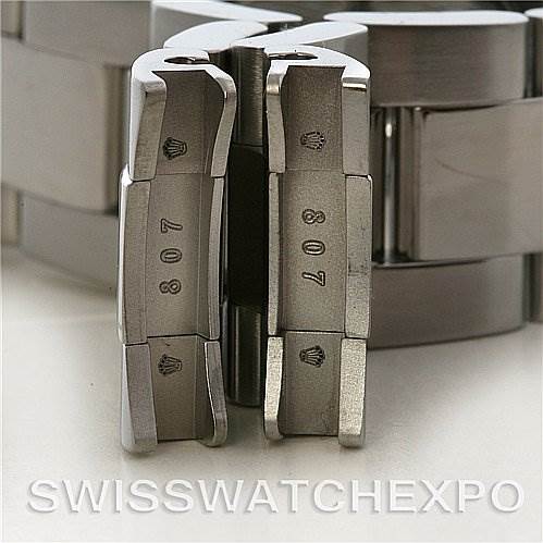 This image shows the clasp and part of the bracelet of a Yacht-Master model by Rolex, focusing on the clasps’ interior detailing.