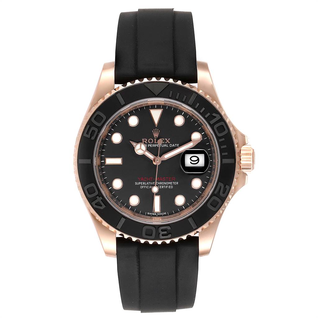 Rolex Yachtmaster 40 18K Everose Gold Rubber Strap Watch 116655 ...
