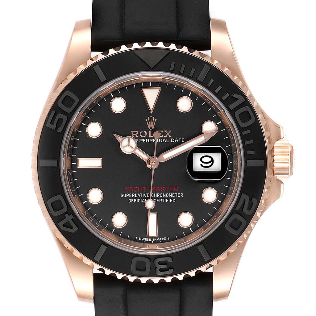 Rolex Yachtmaster 40 18K Everose Gold Rubber Strap Watch 116655 ...