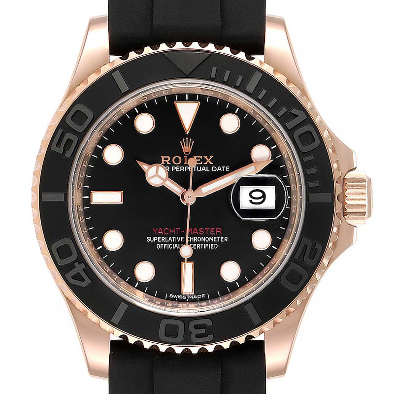 Review Rolex 116655 Yachtmaster 40 Rose Gold Oysterflex Sports Watch