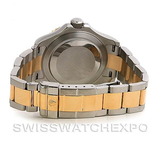 The image shows the back of a Rolex Yacht-Master 16623 Men's Stainless Steel Champagne Dial 16623 Men's Stainless Steel Champagne Dial watch, focusing on the clasp and bracelet.