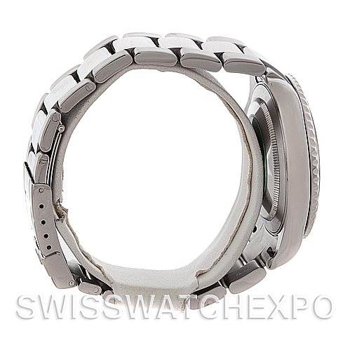 The image shows a side profile of a Rolex Yacht-Master 16622 Men's Stainless Steel Silver Dial 16622 Men's Stainless Steel Silver Dial watch with its metal bracelet and clasp visible.