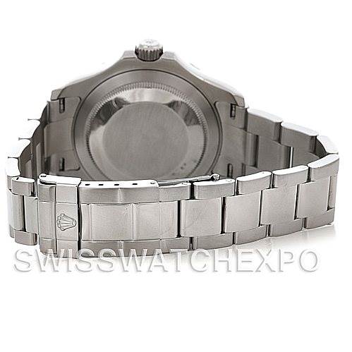 This image shows the back view of the Rolex Yacht-Master 16622 Men's Stainless Steel Silver Dial 16622 Men's Stainless Steel Silver Dial watch, highlighting the bracelet and case back.