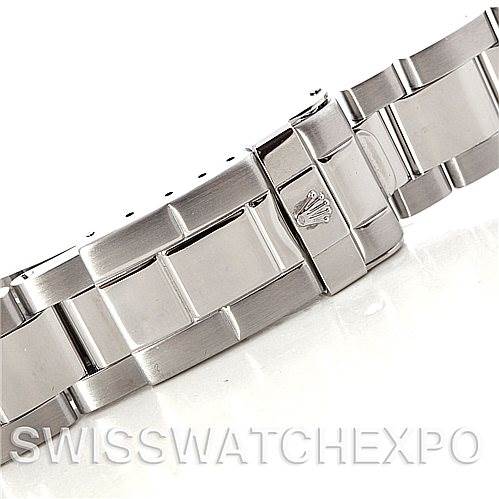 This image shows a close-up view of the bracelet and clasp of a Rolex Yacht-Master 168622 Stainless Steel Silver Dial 168622 Stainless Steel Silver Dial watch.