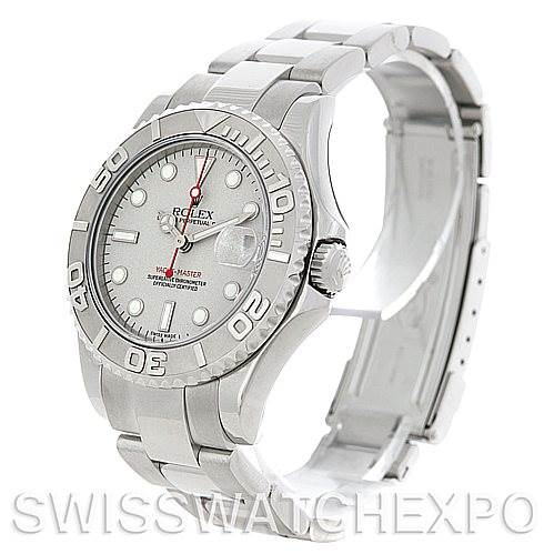 The image shows a Rolex Yacht-Master 168622 Stainless Steel Silver Dial 168622 Stainless Steel Silver Dial watch at an angle emphasizing its dial, bezel, and bracelet.