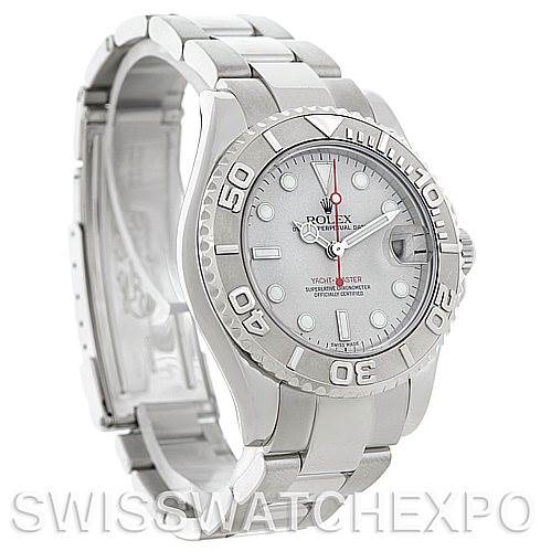 The Rolex Yacht-Master 168622 Stainless Steel Silver Dial 168622 Stainless Steel Silver Dial watch is shown at a three-quarter angle, displaying the dial, bezel, and bracelet.