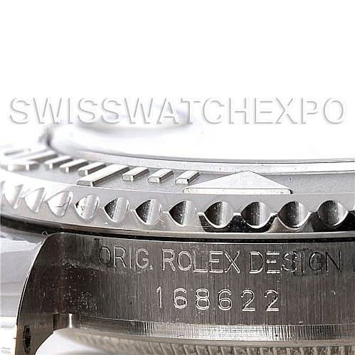 This image shows a close-up of the bezel and case side of a Rolex Yacht-Master 168622 Stainless Steel Silver Dial 168622 Stainless Steel Silver Dial watch, highlighting the model number 168622.