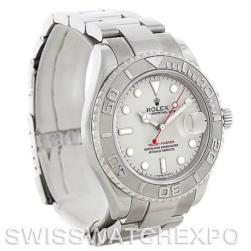 This image shows a front and angled view of a Rolex Yacht-Master 16622 Men's Stainless Steel Silver Dial 16622 Men's Stainless Steel Silver Dial watch, highlighting the dial, bezels, and bracelet.