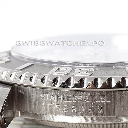 The image shows a close-up side view of a Rolex Yacht-Master 16622 Men's Stainless Steel Silver Dial 16622 Men's Stainless Steel Silver Dial watch, highlighting the bezel and stainless steel case with the reference number.