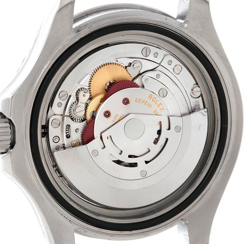 This image shows the internal mechanism and movement of a Rolex Yacht-Master 16622 Men's Stainless Steel Silver Dial 16622 Men's Stainless Steel Silver Dial watch, viewed from the back.