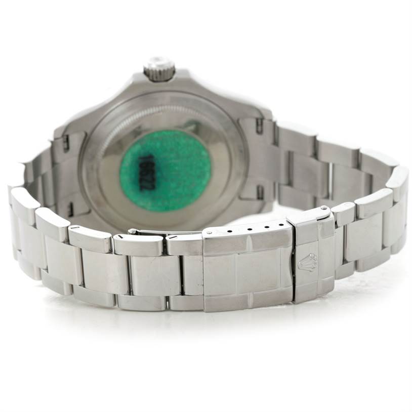 The image shows the back and bracelet of the Rolex Yacht-Master 16622 Men's Stainless Steel Silver Dial 16622 Men's Stainless Steel Silver Dial watch from a rear angle.