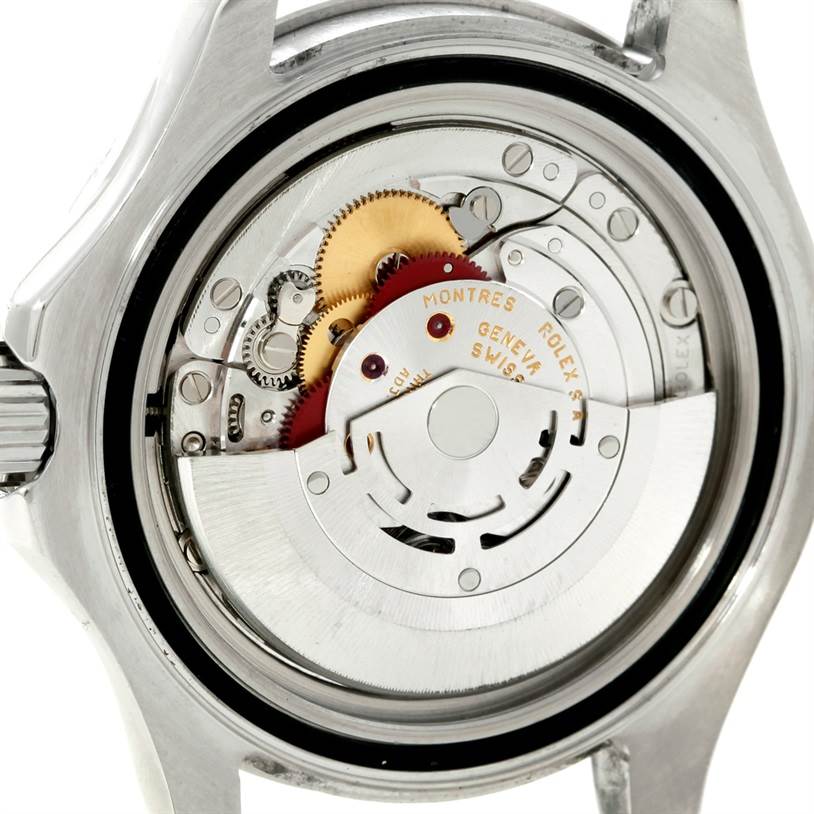 The image shows the intricate internal mechanism of the Rolex Yacht-Master 16622 Men's Stainless Steel Silver Dial 16622 Men's Stainless Steel Silver Dial watch from a back case angle.