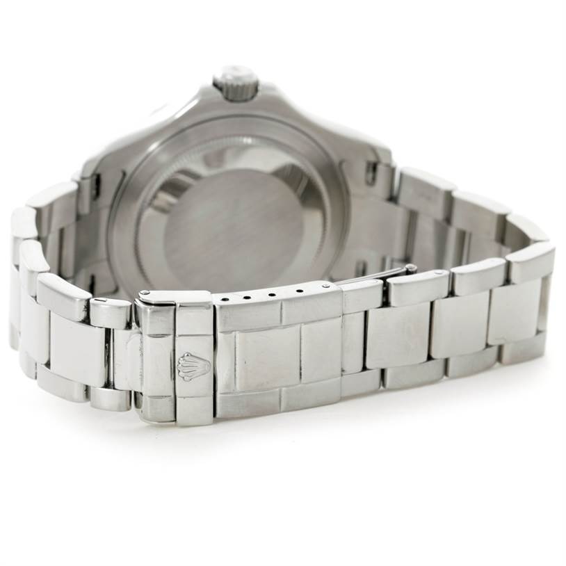 The image shows the back case and clasp of a Rolex Yacht-Master 16622 Men's Stainless Steel Silver Dial 16622 Men's Stainless Steel Silver Dial watch, viewed from a rear angle.